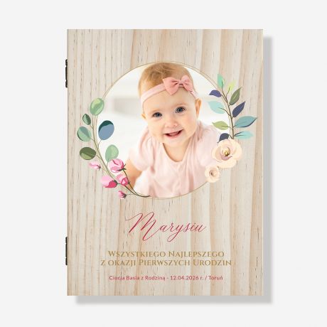 Sztu�ce na roczek w drewnianym pude�ku PREZENT NA ROCZEK DZIEWCZYNKI sztu�ce na prezent sztu�ce dla dziecka