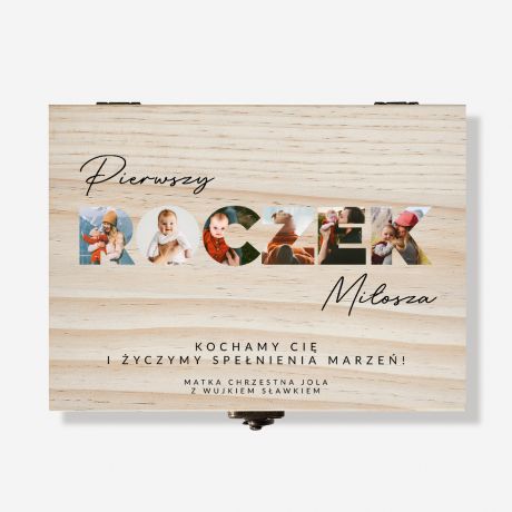 Sztu�ce NA ROCZEK w personalizowanej skrzynce prezent na roczek sztu�ce dla dziecka prezent na roczek dla ch�opca