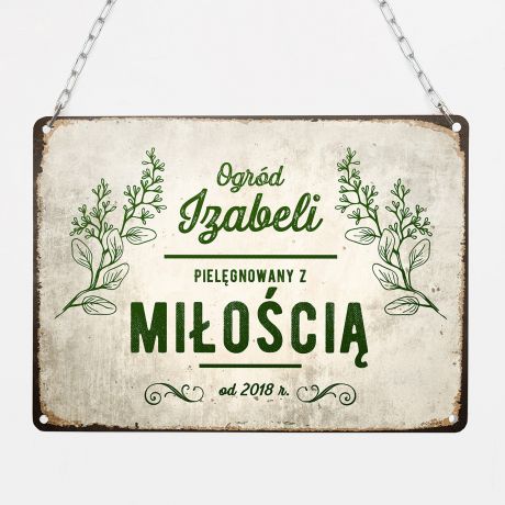 Tabliczka do ogrodu PIELGNOWANY Z MIOCI