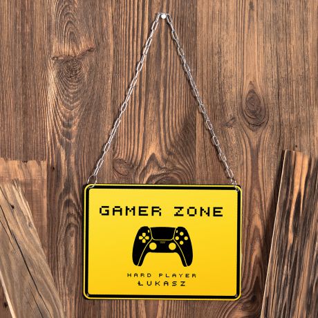 Tabliczka metalowa GAMER ZONE prezent dla gamera