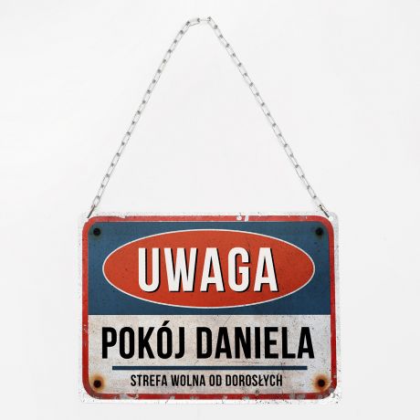 Tabliczka na drzwi do pokoju UWAGA prezent dla nastoletniego syna
