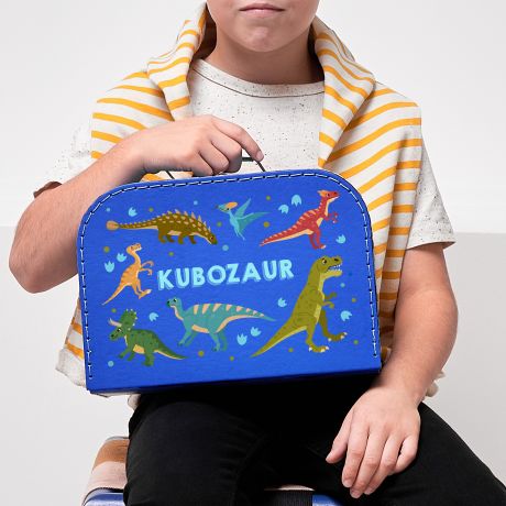 Tekturowa walizka w DINOZAURY prezent dla dzieci prezent dla fana dinozaurw prezent dla chopca