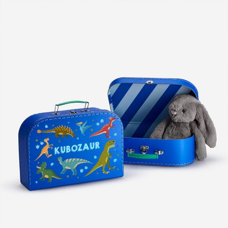 Tekturowa walizka w DINOZAURY prezent dla dzieci prezent dla fana dinozaurw prezent dla chopca