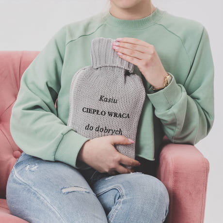 Termofor personalizowany szary CIEPO prezent dla przyjaciki