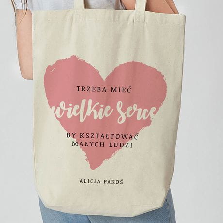 Torba dla nauczycielki WIELKIE SERCE Prezent dla nauczycielki torba na Dzie Nauczyciela prezent dla nauczyciela