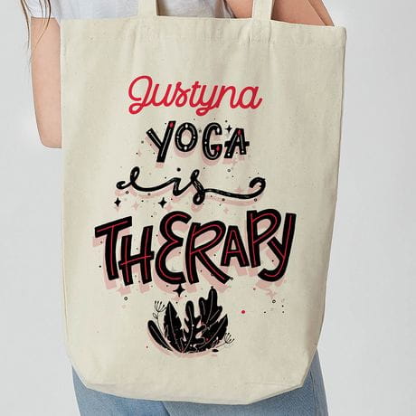 Torba baweniana z nadrukiem YOGA THERAPY prezent dla joginki