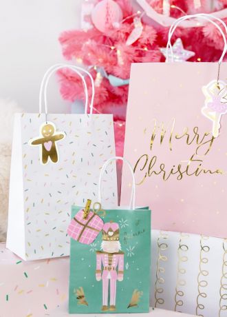 Torebki na prezenty witeczne MERRY CHRISTMAS (3szt.)