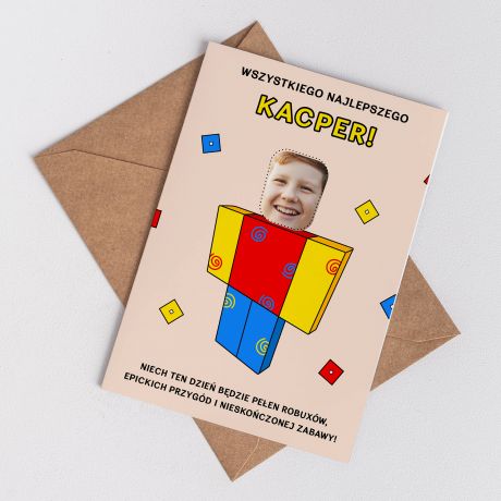 Urodzinowa kartka ze zdj�ciem DLA GRACZA kartka dla dziecka upominek dla dziecka