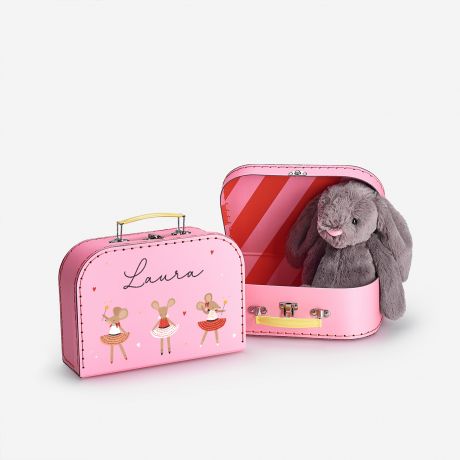 Walizka tekturowa dla dziewczynki MYSZKI BALETNICE walizka dla dziecka prezent dla dziewczynki walizka dzieci�ca