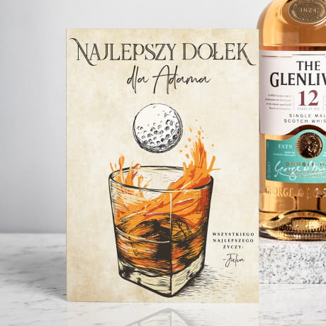 Whisky Glenlivet z dedykowan kartk PREZENT DLA GOLFISTY