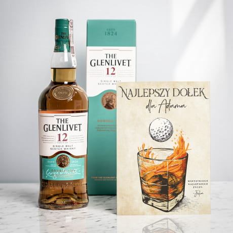 Whisky Glenlivet z dedykowan kartk PREZENT DLA GOLFISTY