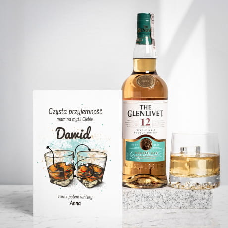 Whisky Glenlivet + kartka personalizowana PREZENT DLA CHOPAKA z okazji jego wita