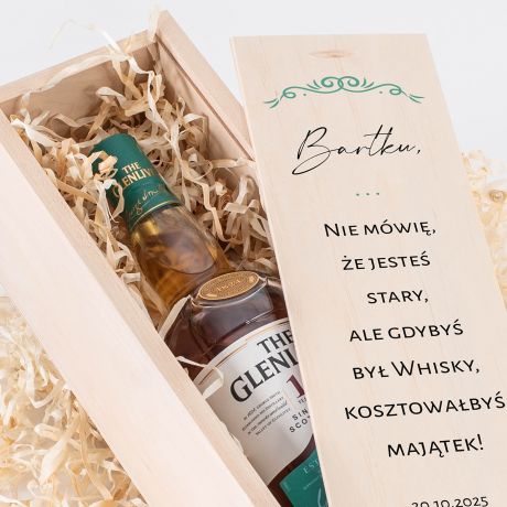 Whisky Glenlivet w skrzynce JESTE STARY prezent dla mczyzny na urodziny