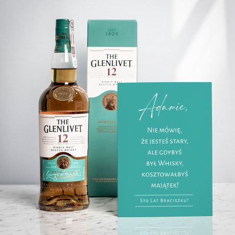 Whisky Glenlivet z kartk JESTE STARY prezent na urodziny dla faceta