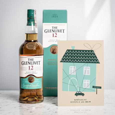 Whisky Glenlivet z personalizowaną kartką PREZENT NA NOWY DOM