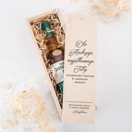Whisky w drewnianej skrzynce PREZENT DLA TATY na urodziny whisky na prezent personalizowany prezent dla taty