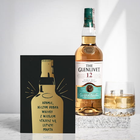 Szkocka whisky z kartką personalizowaną PREZENT DLA MĘŻCZYZNY NA URODZINY
