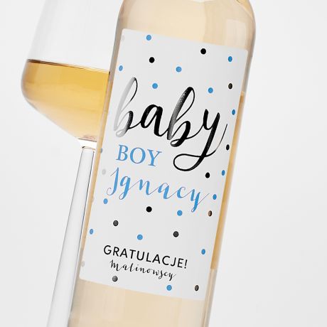 Wino biae BABY BOY gratulacje dla modych rodzicw