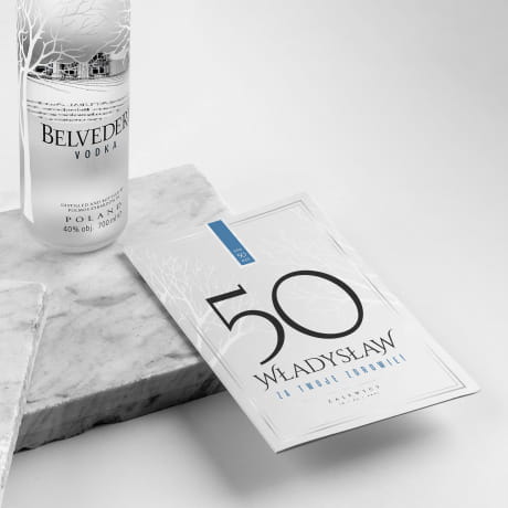 Wódka Belvedere + personalizowana kartka EKSKLUZYWNY PREZENT NA 50 URODZINY