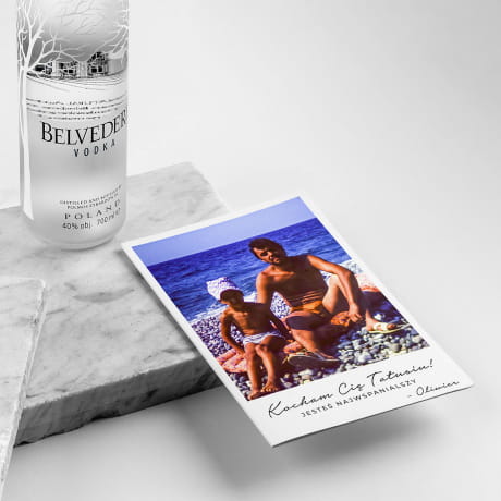 Belvedere wódka + kartka ze zdjęciem ALKOHOL NA PREZENT DLA TATY
