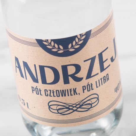 Wdka z personalizowan etykiet Pӣ CZOWIEK Pӣ LITRA prezent na imieniny Andrzeja prezent na Andrzejki