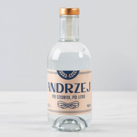 Wdka z personalizowan etykiet Pӣ CZOWIEK Pӣ LITRA prezent na imieniny Andrzeja prezent na Andrzejki