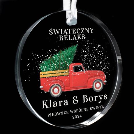 Szklana zawieszka na choink PIERWSZE WSPLNE WITA zawieszka witeczna prezent dla pary na wita