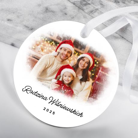 Szklana zawieszka witeczna UPOMINEK DLA RODZINY ze zdjciem dekoracja witeczna prezent witeczny dla rodziny