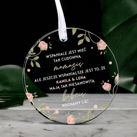 Szklana zawieszka personalizowana PREZENT DLA MAMY I BABCI