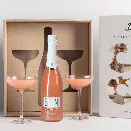 Bellini z kieliszkami NAJLEPSZA CIOCIA zestaw prezentowy dla cioci prezent dla cioci zestaw prezentowy z alkoholem