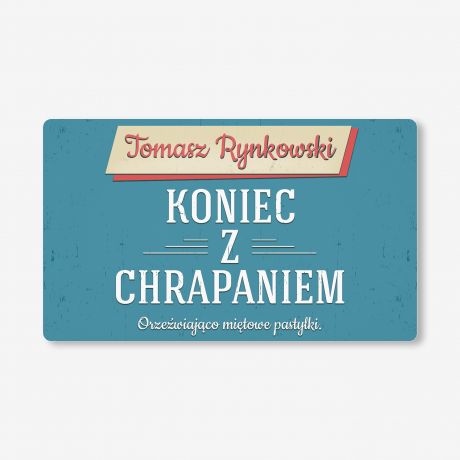 Zestaw cukierkw mitowych z etykiet do personalizacji KONIEC CHRAPANIA prezent dla ma cukierki mitowe