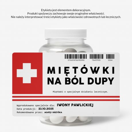 Zestaw cukierkw mitowych z etykiet do personalizacji Z PRZEKAZEM prezent dla koleanki cukierki mitowe