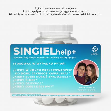 Zestaw cukierkw mitowych z etykiet do personalizacji PREZENT DLA SINGIELKI