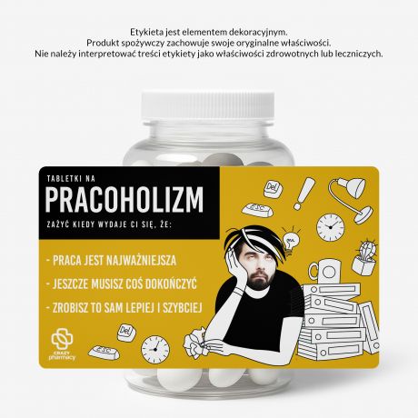 Zestaw cukierkw mitowych z etykiet do personalizacji PREZENT DLA PRACOHOLIKA prezent dla pracownika