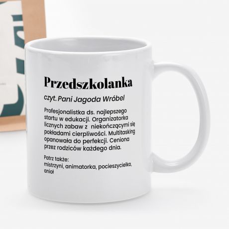 Kawa i kubek z nadrukiem DEFINICJA prezent dla nauczycielki przedszkola
