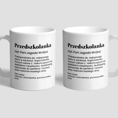 Kawa i kubek z nadrukiem DEFINICJA prezent dla nauczycielki przedszkola