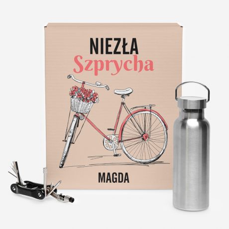 Zestaw gadetw rowerowych NIEZA SZPRYCHA prezent dla rowerzystki zestaw rowerowy prezent dla podrniczki