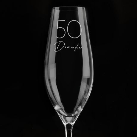 Grawerowane kieliszki NA 50 URODZINY do szampana (6 szt.)