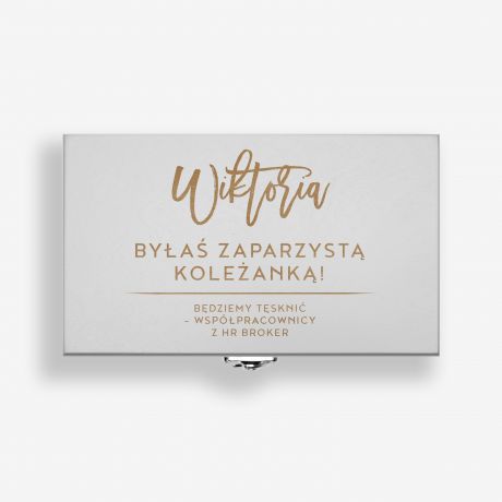 Zestaw herbat NA POEGNANIE KOLEANKI Z PRACY skrzynka szara