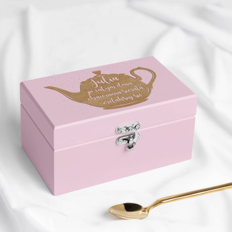 Zestaw herbat w skrzynce różowej ZRELAKSUJ SIĘ prezent dla koleżanki z pracy