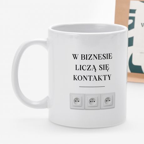 Zestaw kawa i kubek LICZ SI KONTAKTY prezent dla szefa na urodziny