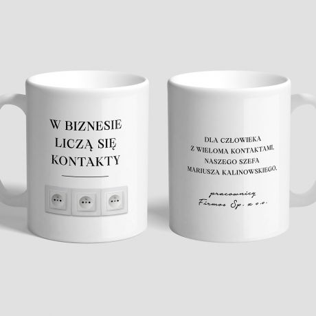 Zestaw kawa i kubek LICZ SI KONTAKTY prezent dla szefa na urodziny