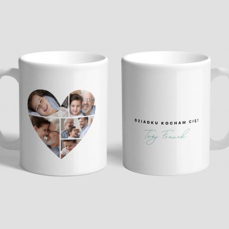 Zestaw prezentowy dla dziadka SERCE personalizowany kubek i kawa