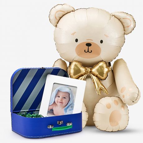 Zestaw NA CHRZEST personalizowany kuferek z ramk� i balonem prezent dla dziecka prezent na chrzest