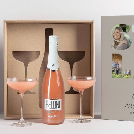 Zestaw prezentowy Bellini z kieliszkami ORYGINALNY PREZENT NA URODZINY DLA NIEJ