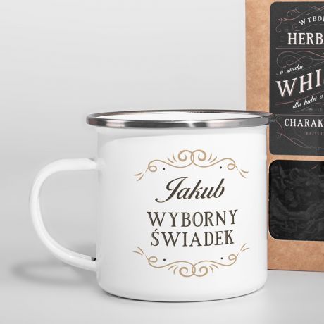 Herbata Whisky i kubek personalizowany DLA WIADKA na podzikowanie