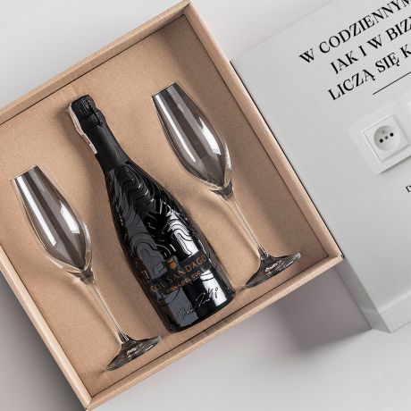 Zestaw prezentowy dla pracownika LICZ SI KONTAKTY prosecco z kieliszkami