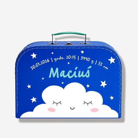 Zestaw prezentowy w kuferku METRYCZKA prezent na narodziny dziecka