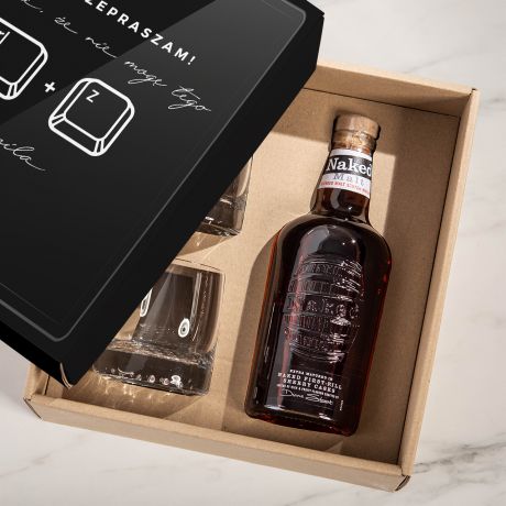 Zestaw prezentowy whisky ze szklankami PREZENT NA PRZEPROSINY DLA CHOPAKA