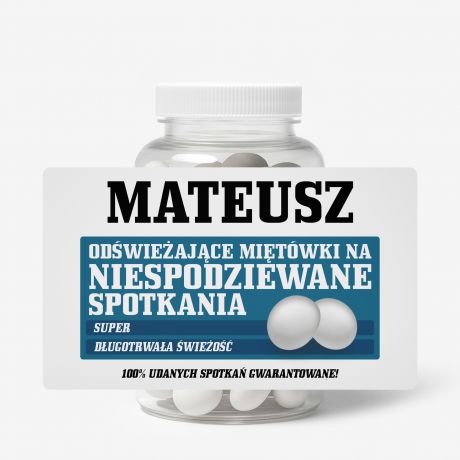 Zestaw prezentowy: mitwki + etykieta do naklejenia UPOMINEK DLA SINGLA cukierki mitowe prezent dla singla